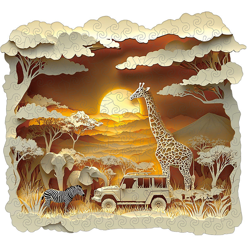 3D afrikkalainen safari puupalapeli