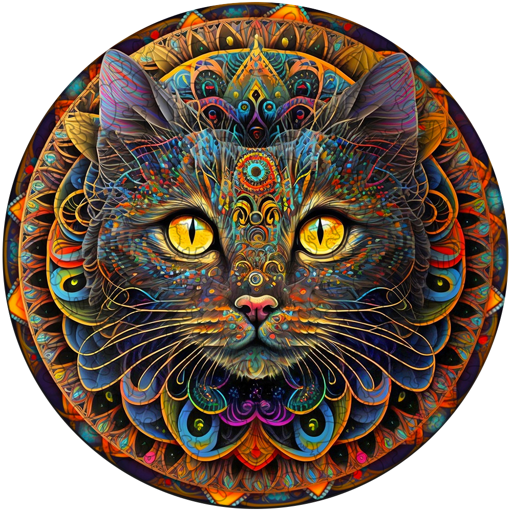 Mandala cat puinen palapeli