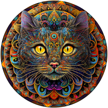 Mandala cat puinen palapeli