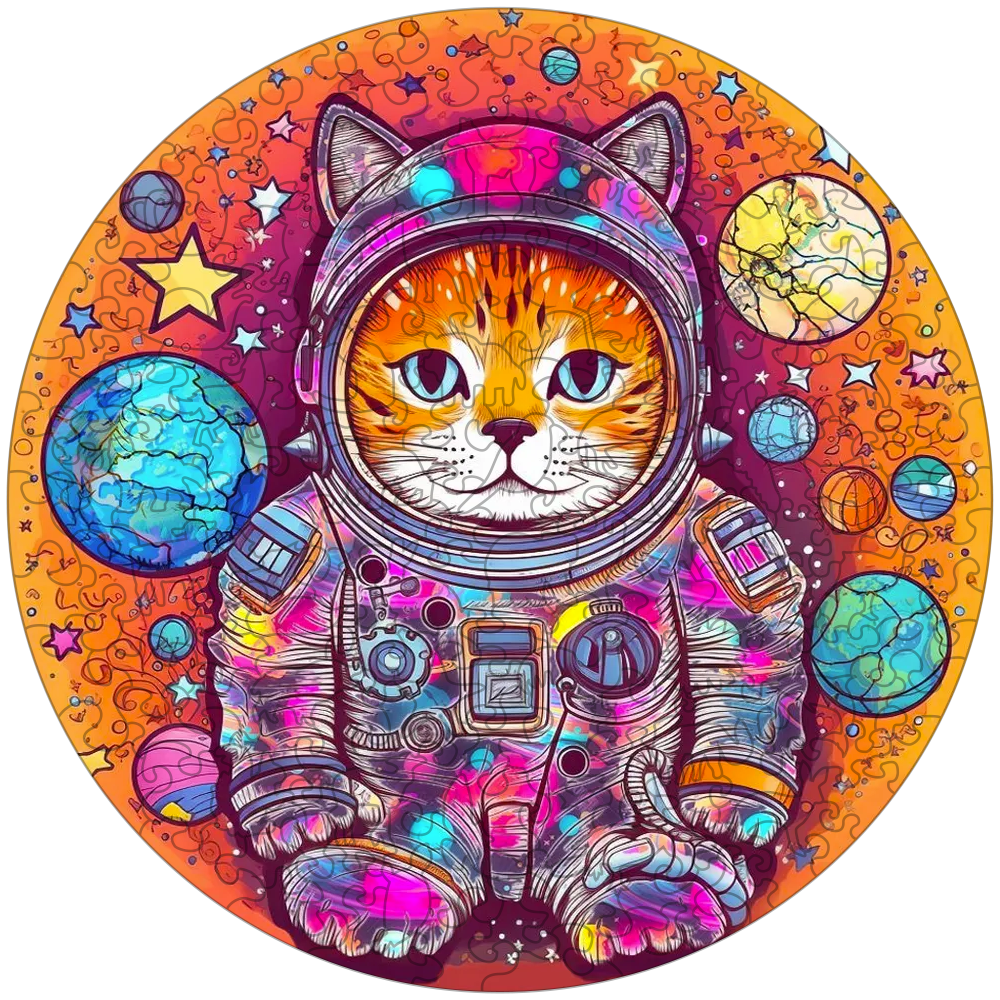 Hauska Astronaut Cat Puinen palapeli