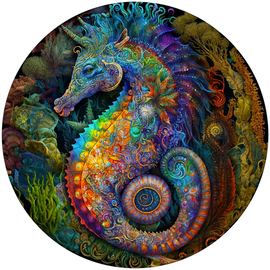 Mandala seahorse puinen palapeli