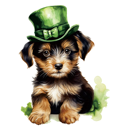 Akvarelli saint patrick's day puppy
