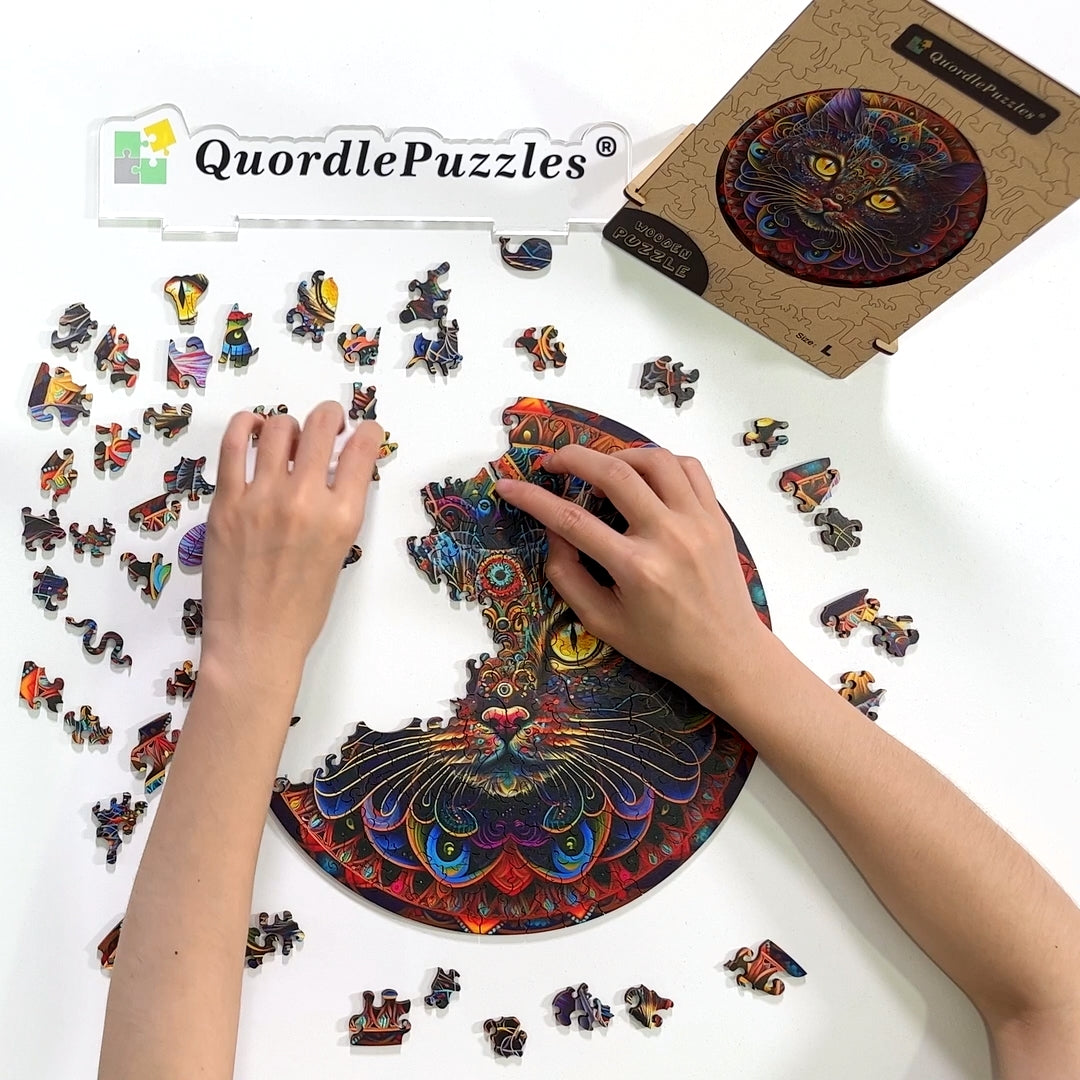 Mandala cat puinen palapeli
