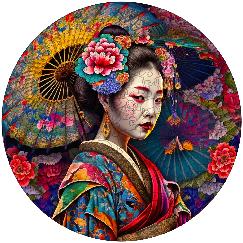 Japanilainen geisha-puinen palapeli